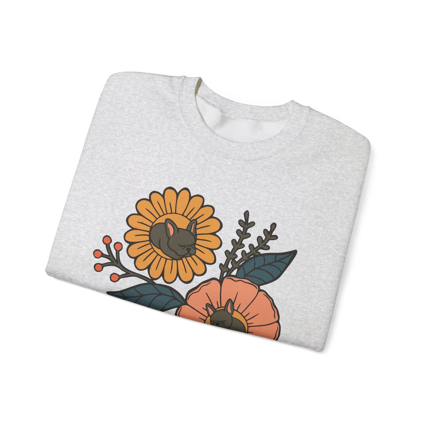 Black Frenchie Sleeping Flowers Sweatshirt