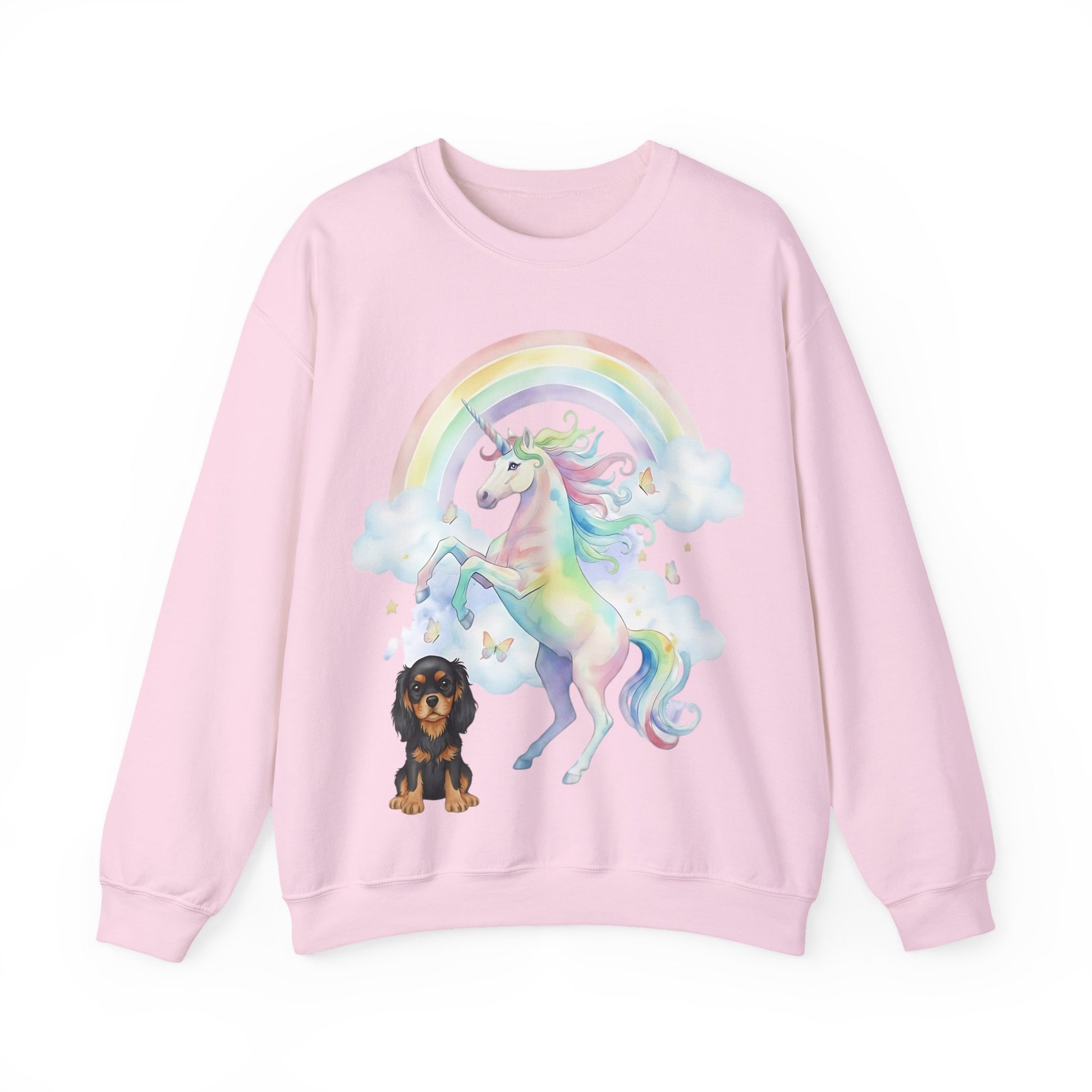 Black Tan Cavalier Watercolor Unicorn Sweatshirt