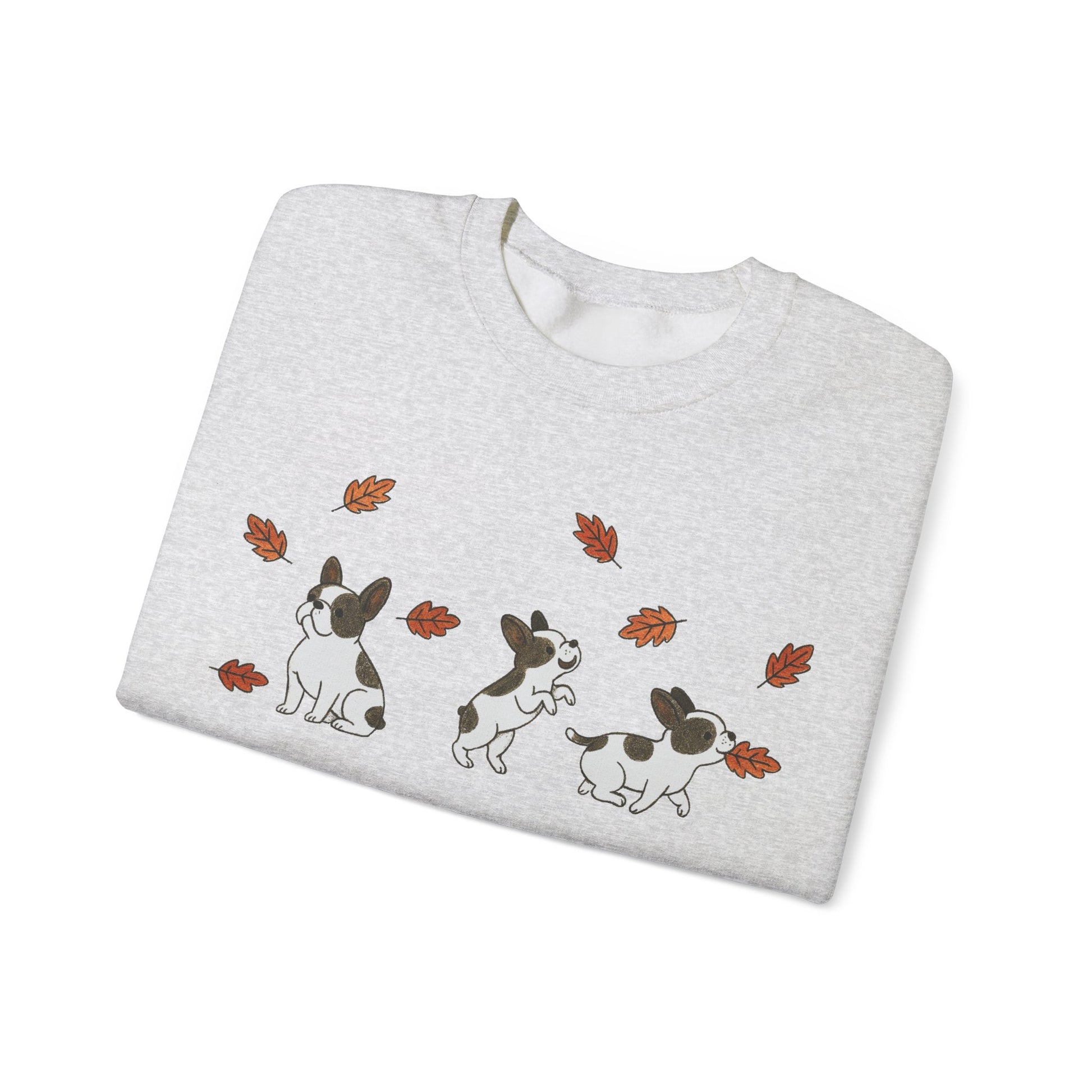 Piebald Frenchie Chasing Leaves Sweatshirt