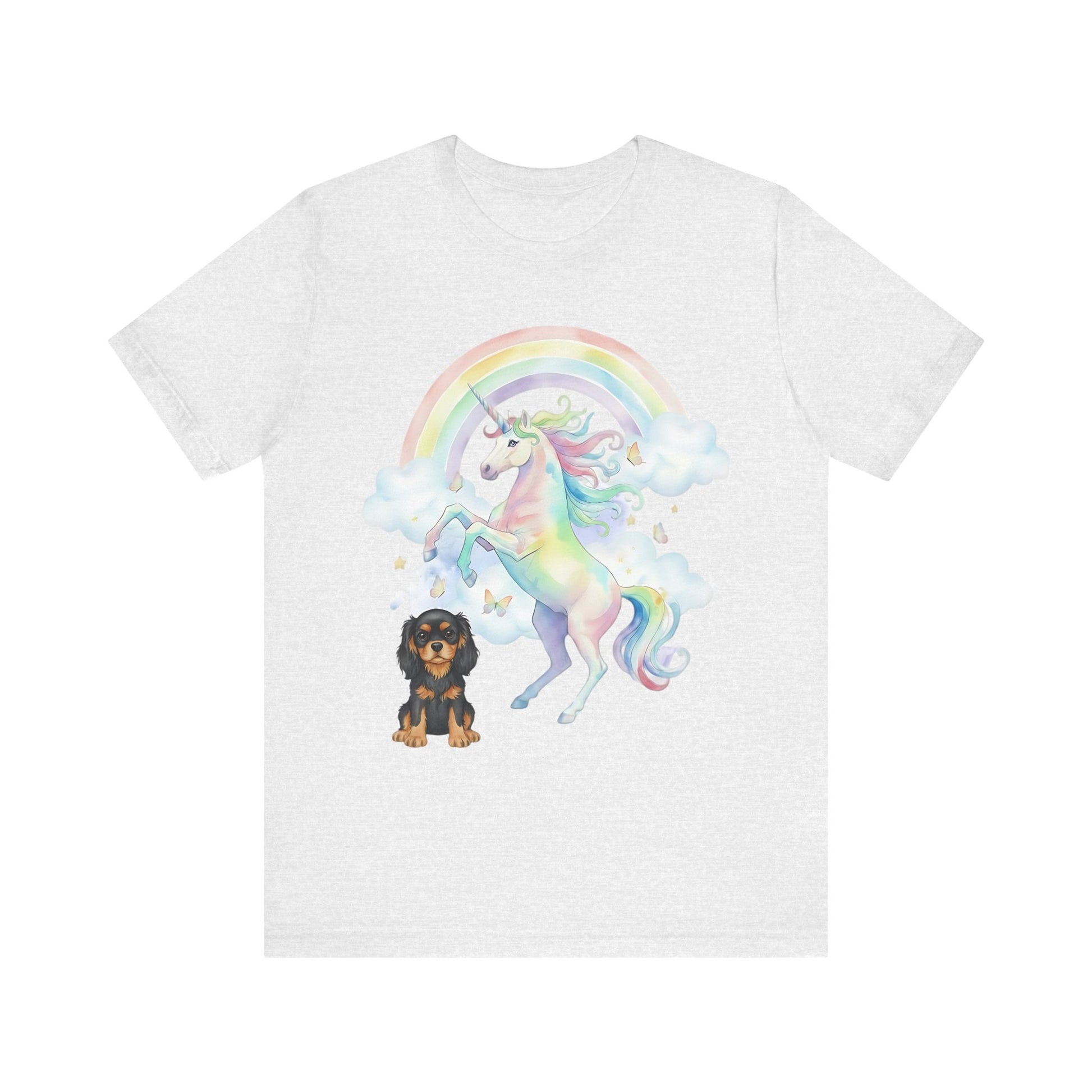 Black Tan Cavalier Watercolor Unicorn Tshirt