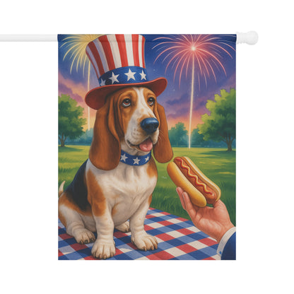 Basset Hound 4th of July Garden Flag