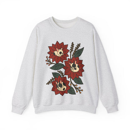 Piebald Frenchie Christmas Flower Sweatshirt