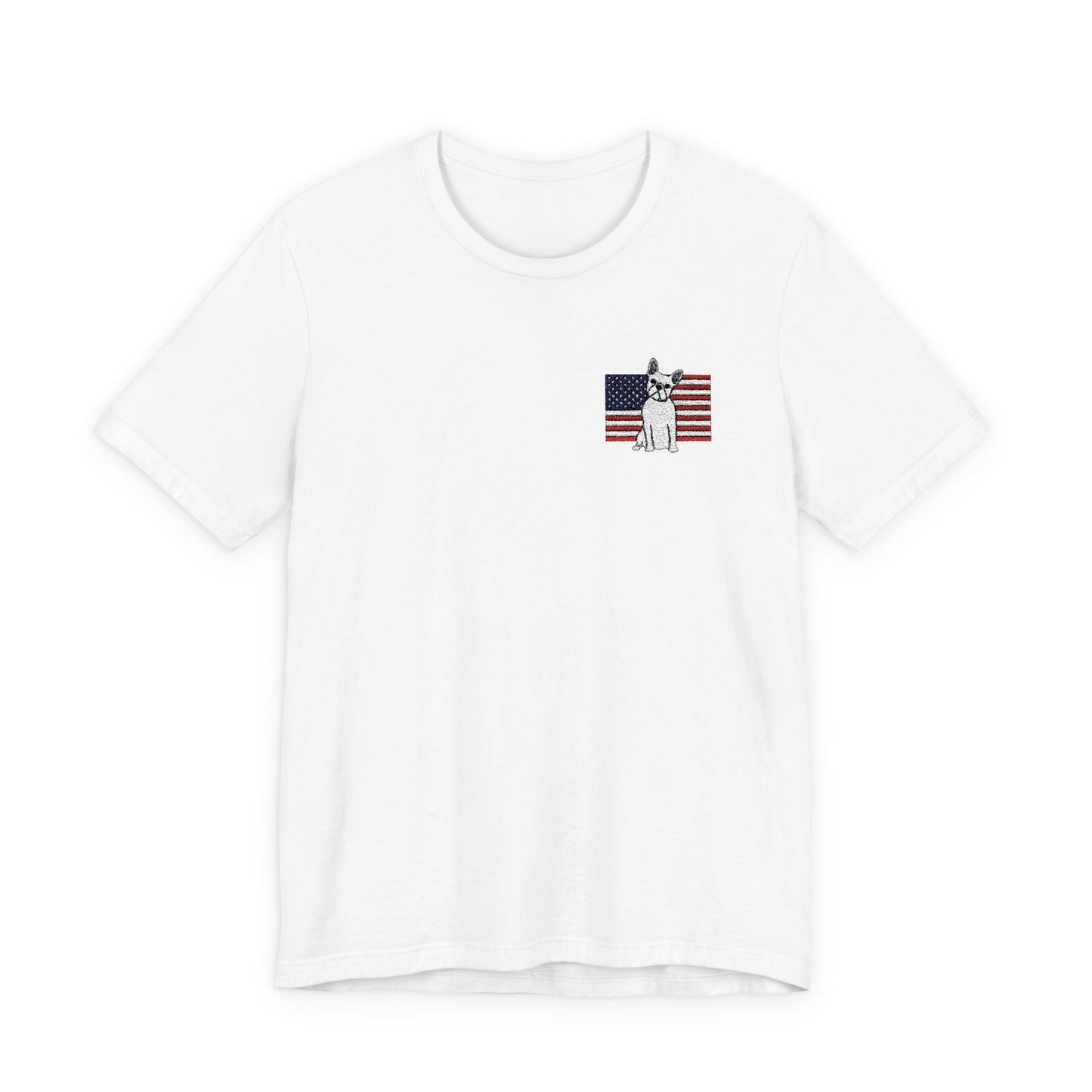 Embroidered Flag White Frenchie TShirt