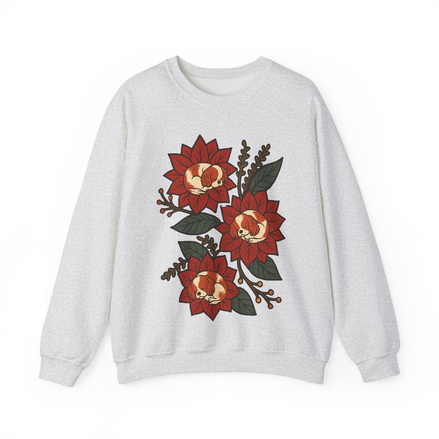 Blenheim Cavalier Christmas Flower Sweatshirt