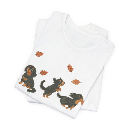Black Tan Cavalier Chasing Leaves TShirt
