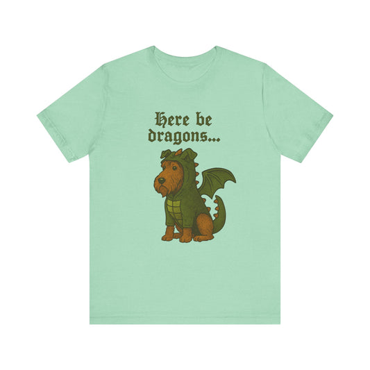 Airedale Terrier Here Be Dragons TShirt
