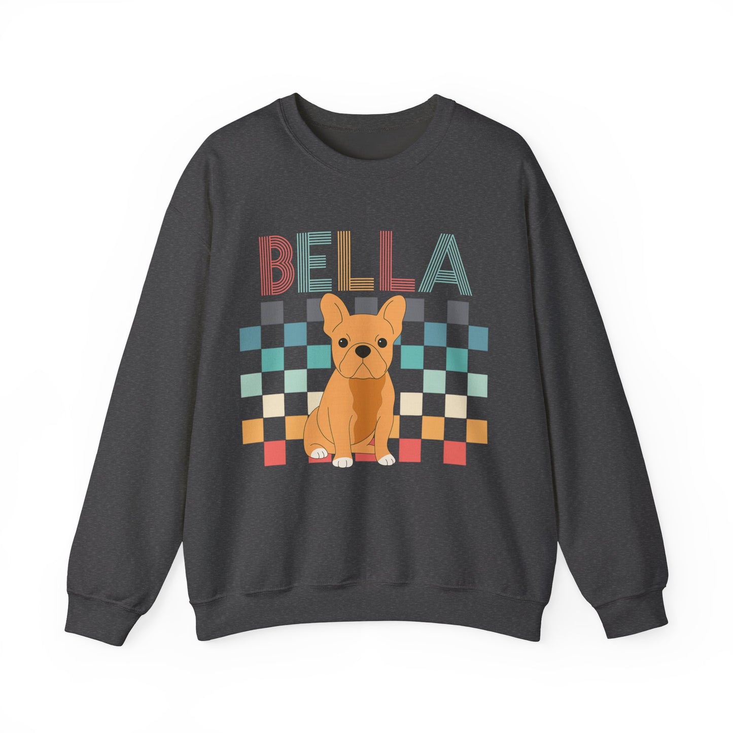 Fawn French Bulldog Retro Checkered Sweatshirt