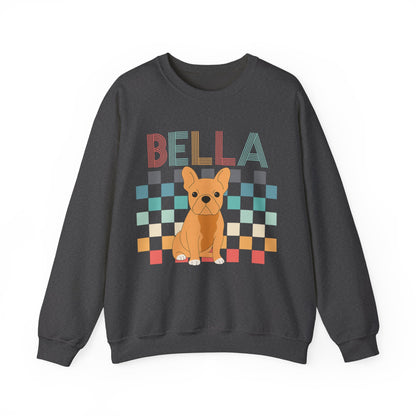 Fawn French Bulldog Retro Checkered Sweatshirt