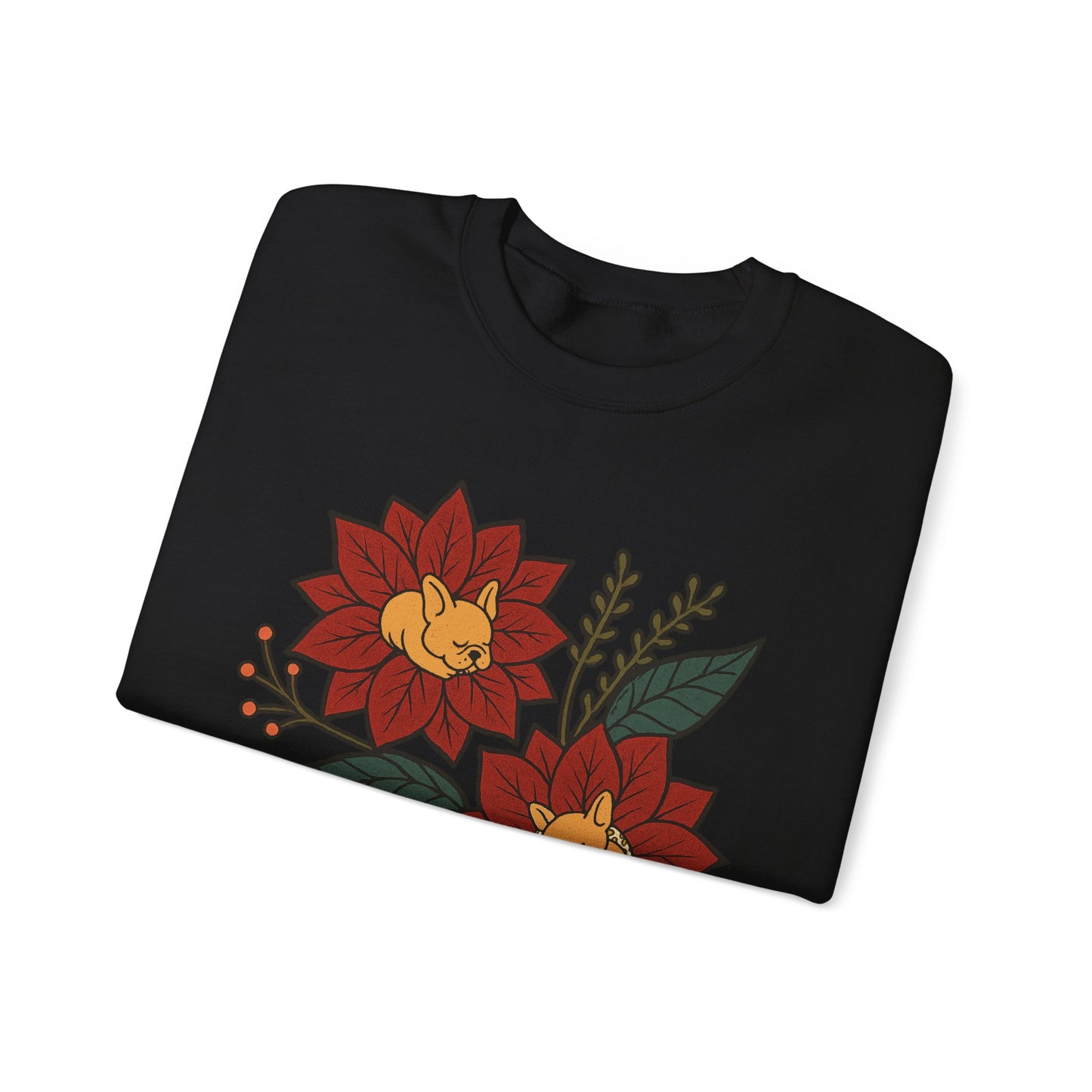 Fawn Frenchie Christmas Flower Sweatshirt