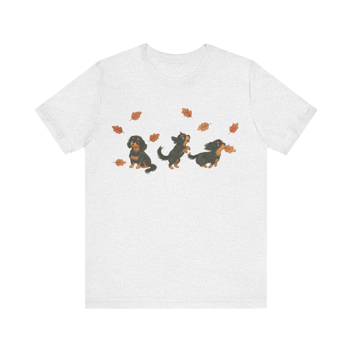 Black Tan Cavalier Chasing Leaves TShirt
