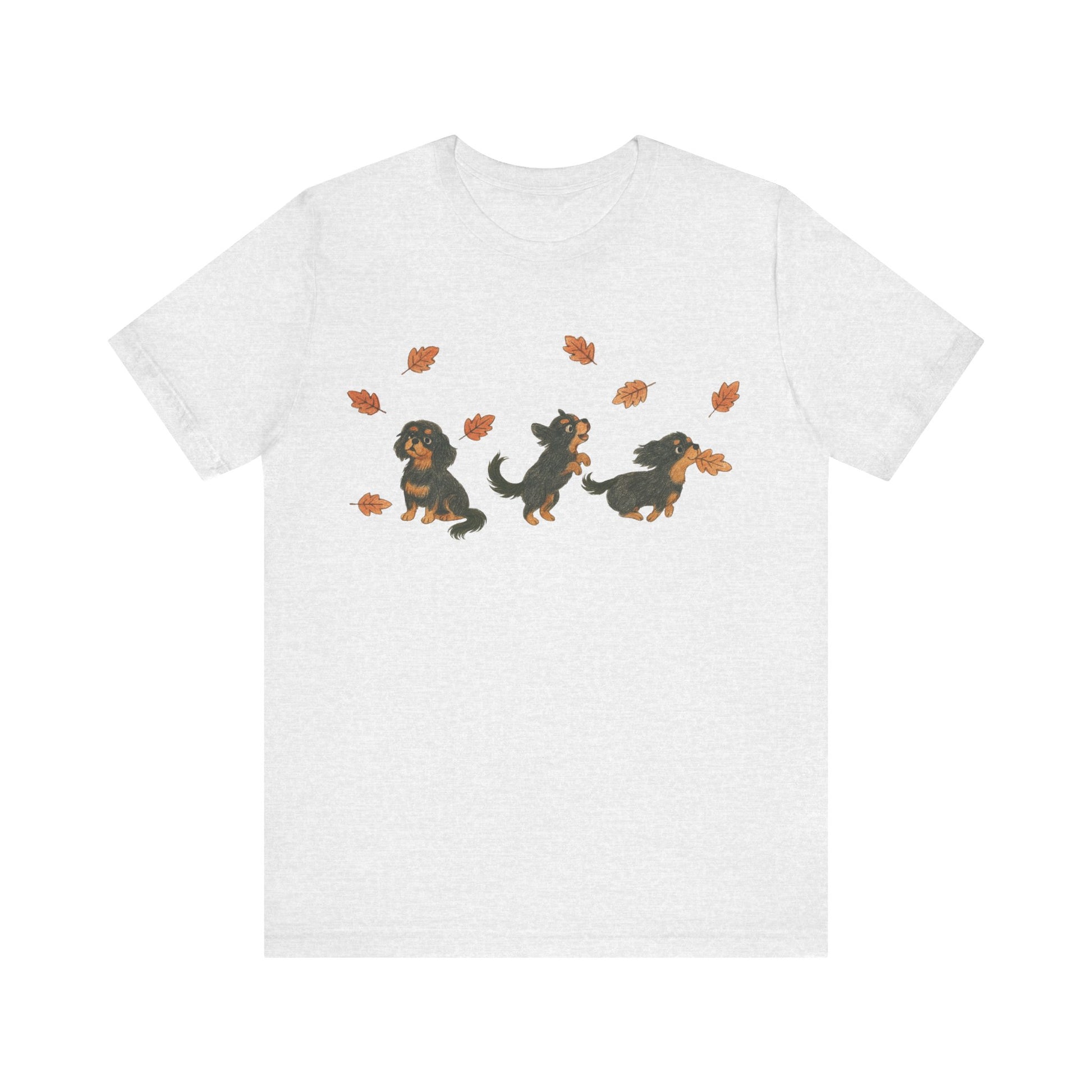 Black Tan Cavalier Chasing Leaves TShirt