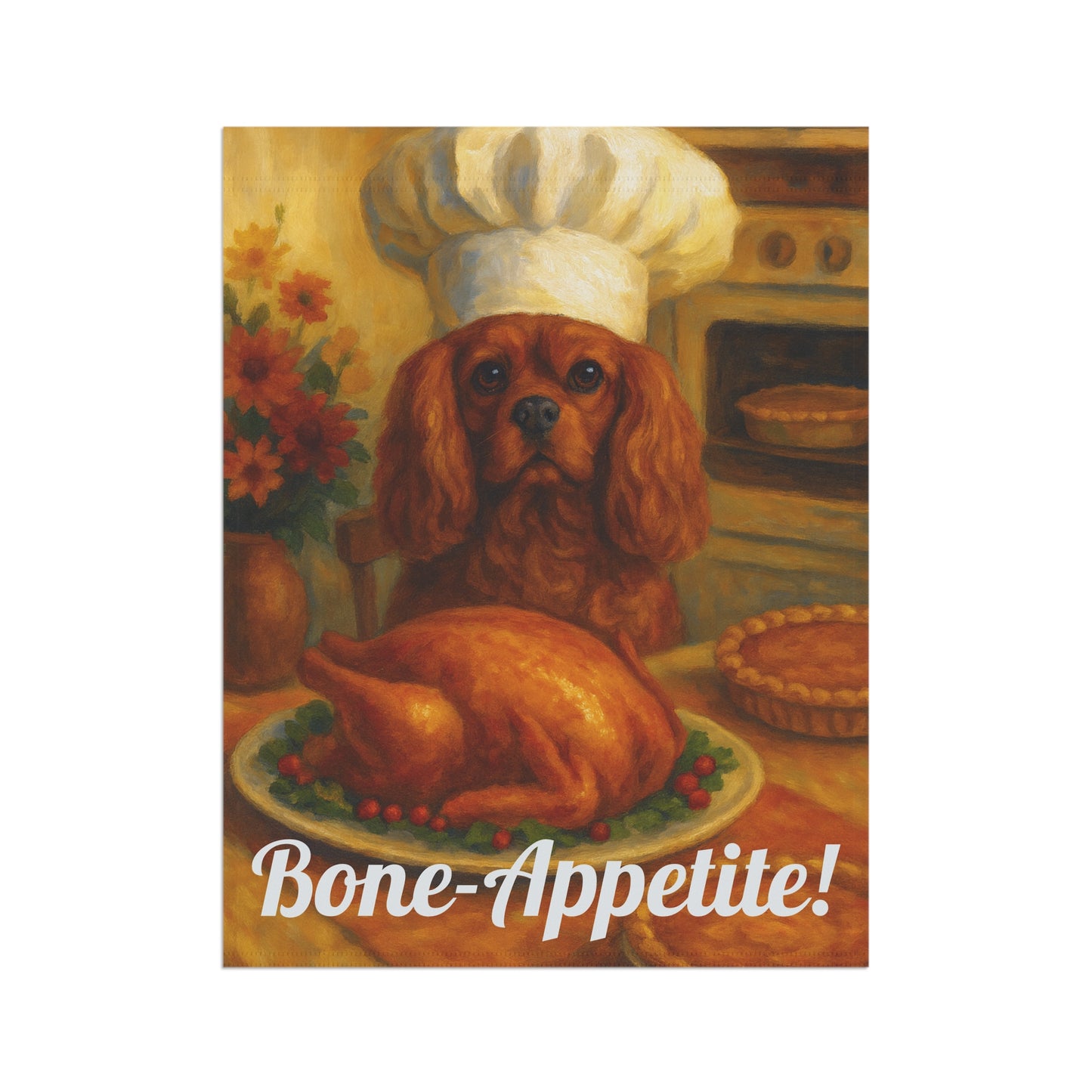 Ruby Cavalier Bone-Appetite Garden Flag
