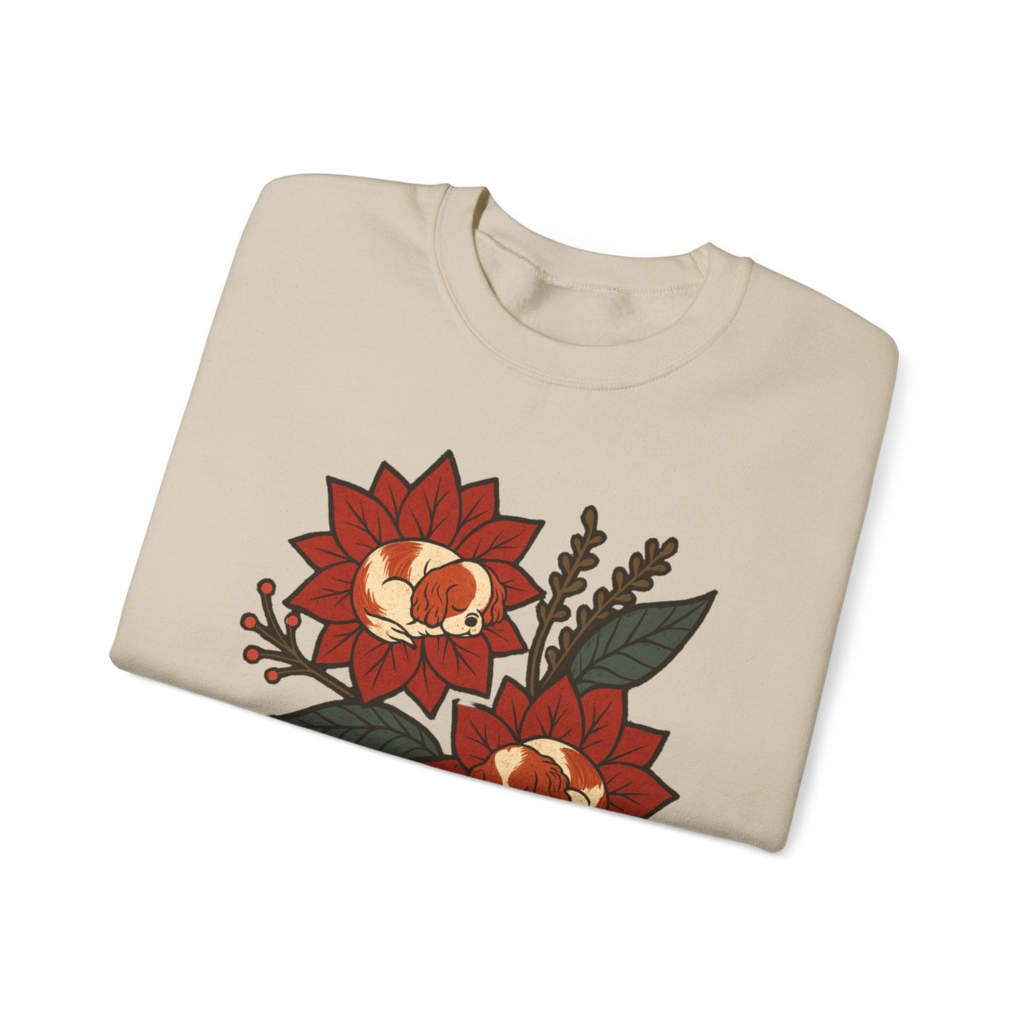 Blenheim Cavalier Christmas Flower Sweatshirt