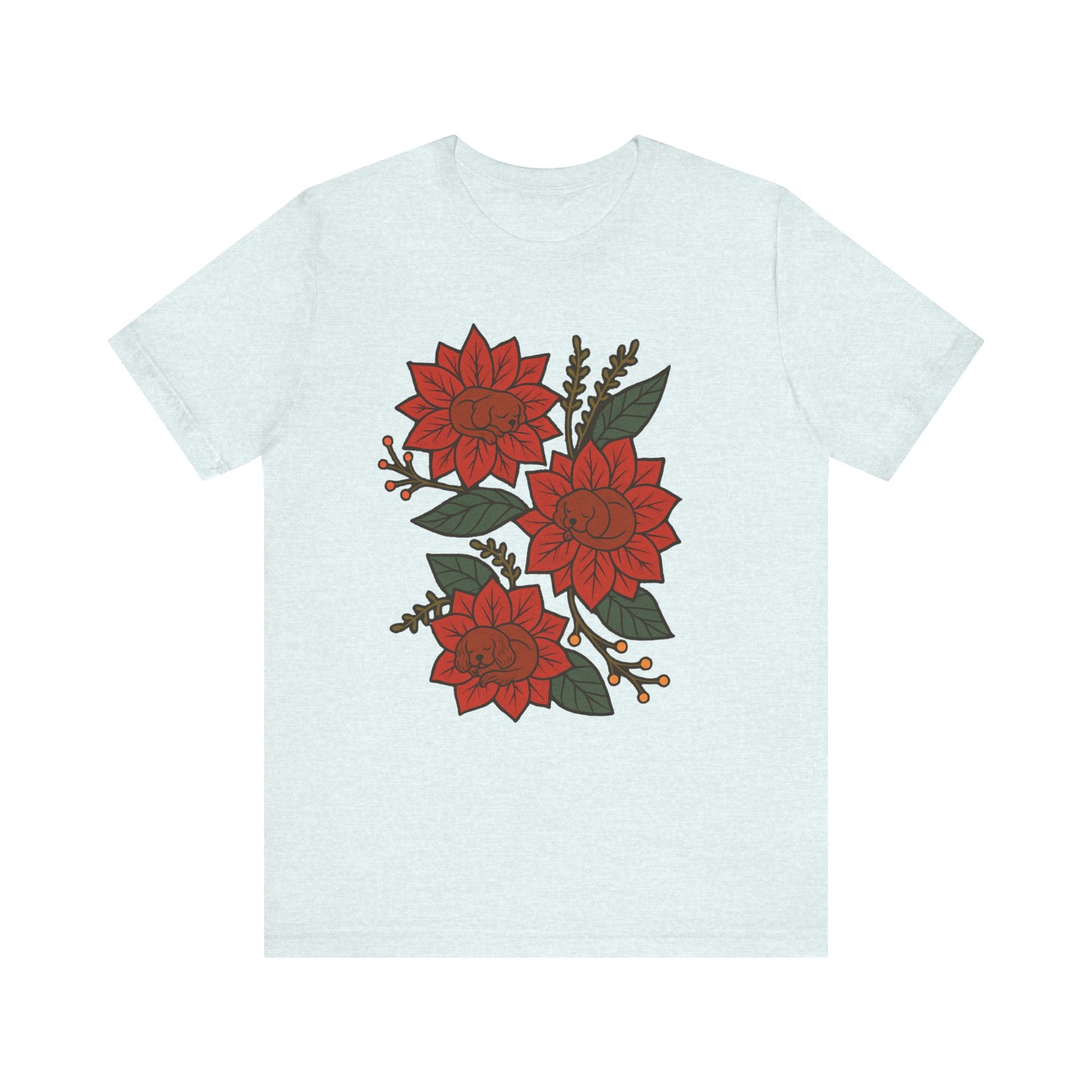 Ruby Cavalier Holiday Flowers Sleeping TShirt