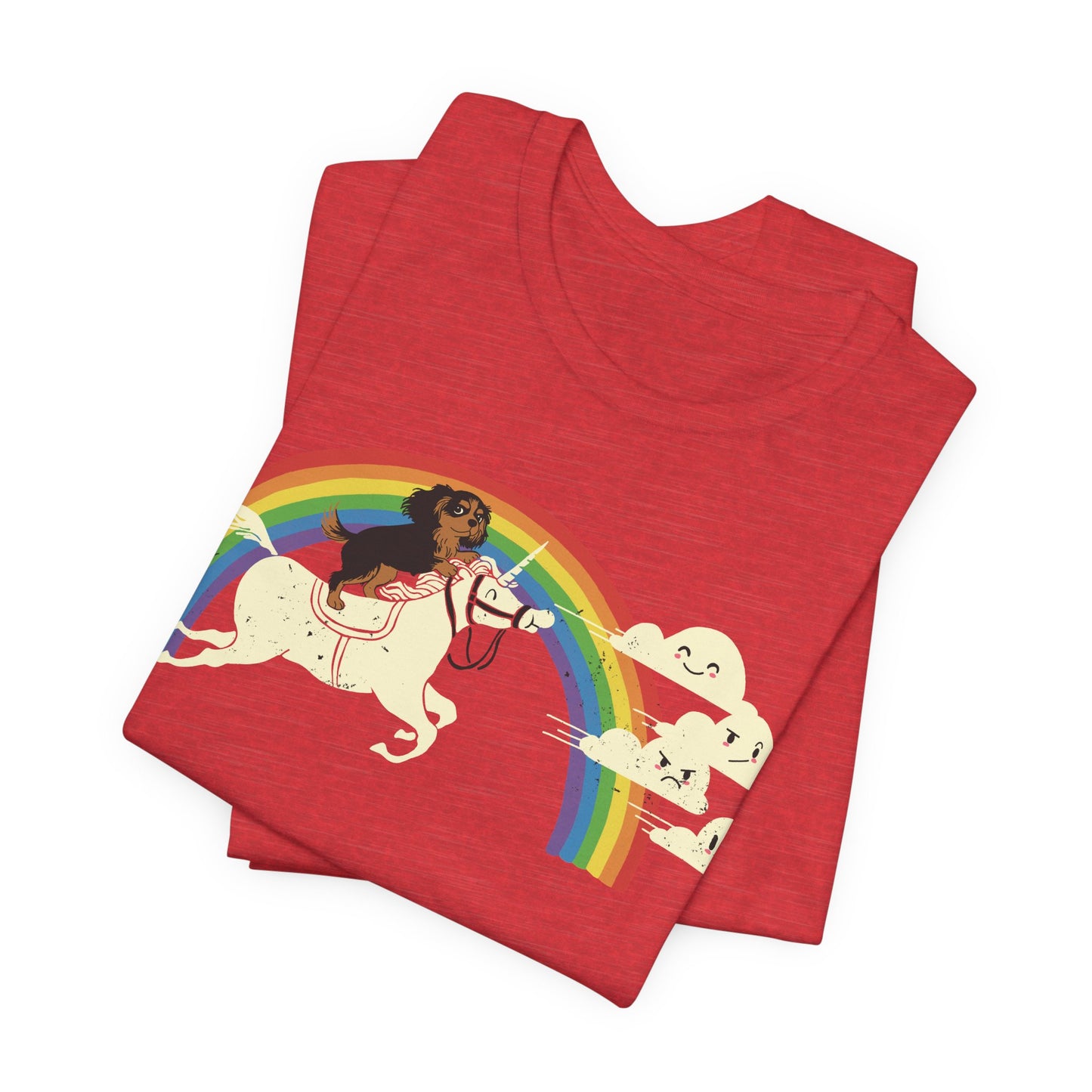 Rainbow Unicorn Black Tan Cavalier Tshirt