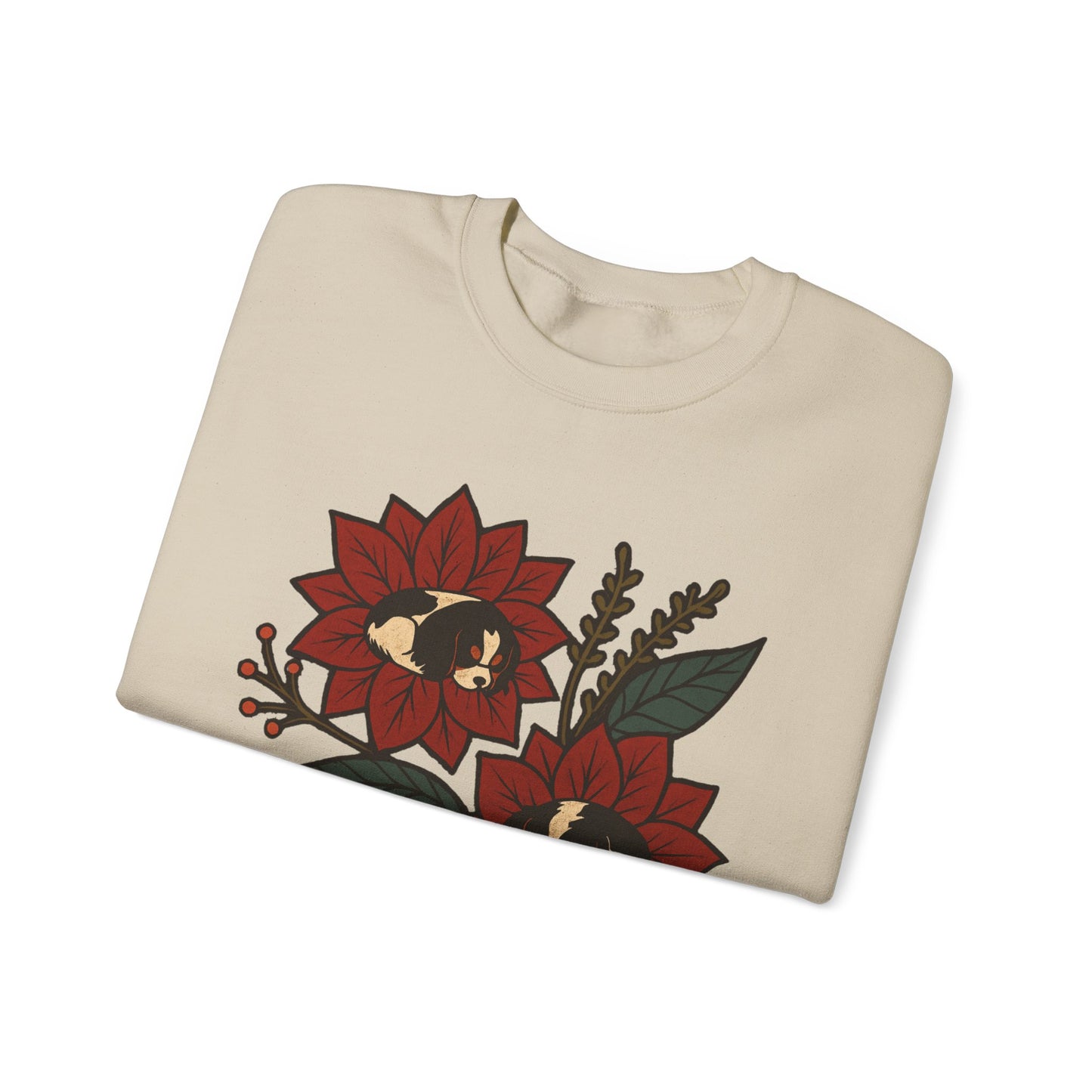 Tricolor Cavalier Christmas Flower Sweatshirt