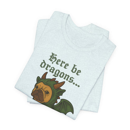 Fawn French Bulldog Here Be Dragons TShirt