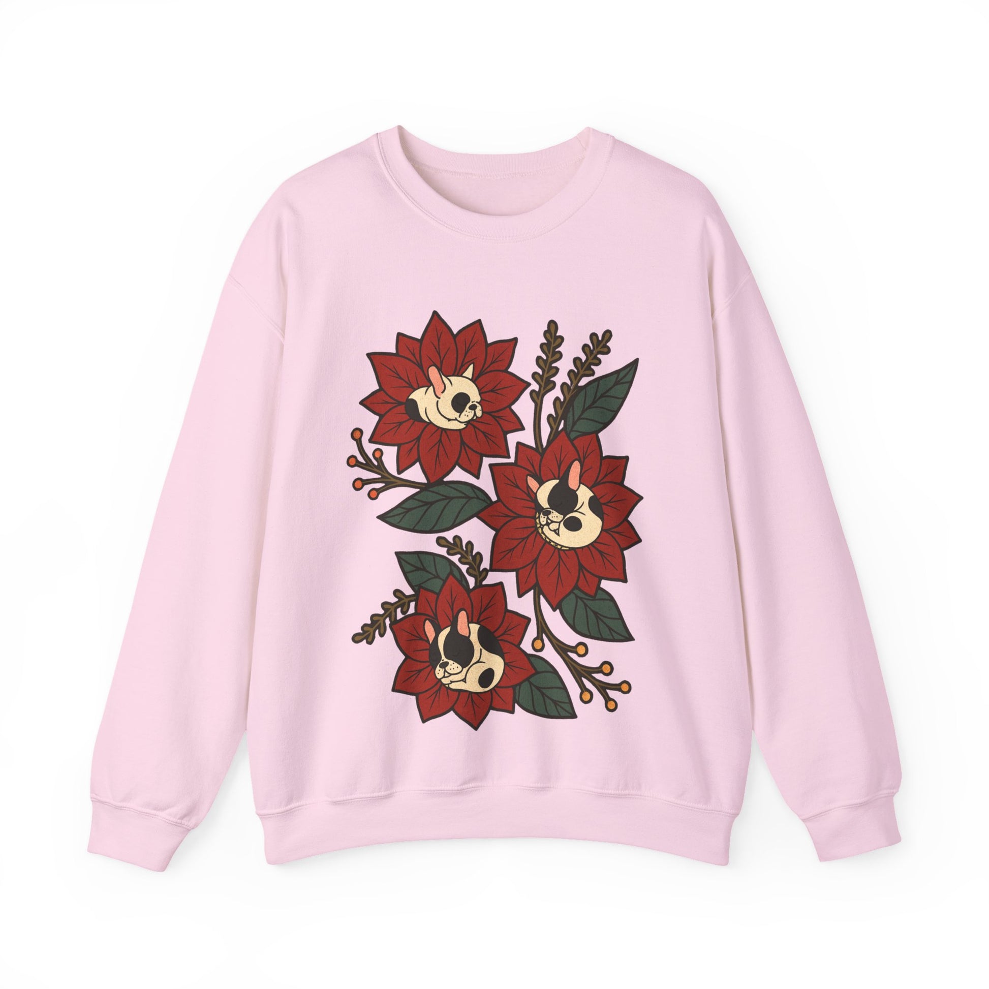 Piebald Frenchie Christmas Flower Sweatshirt