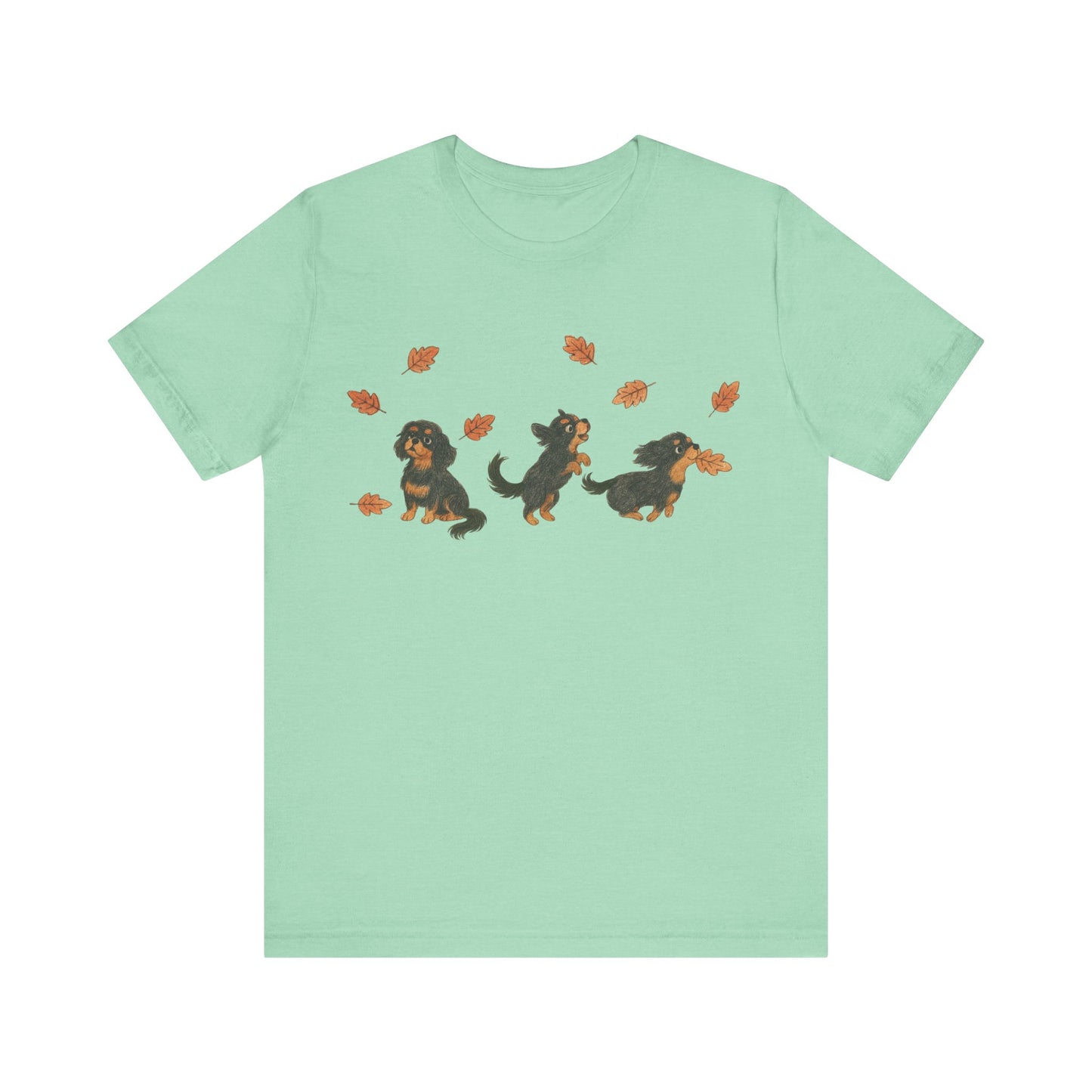Black Tan Cavalier Chasing Leaves TShirt
