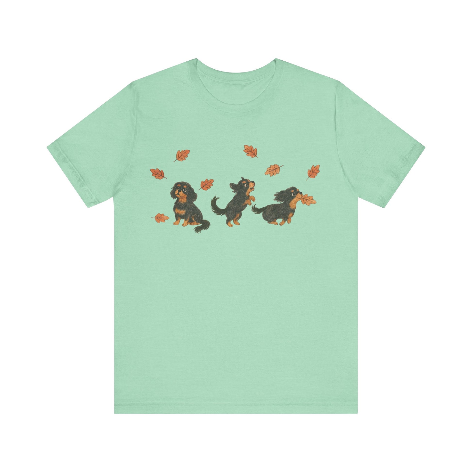 Black Tan Cavalier Chasing Leaves TShirt