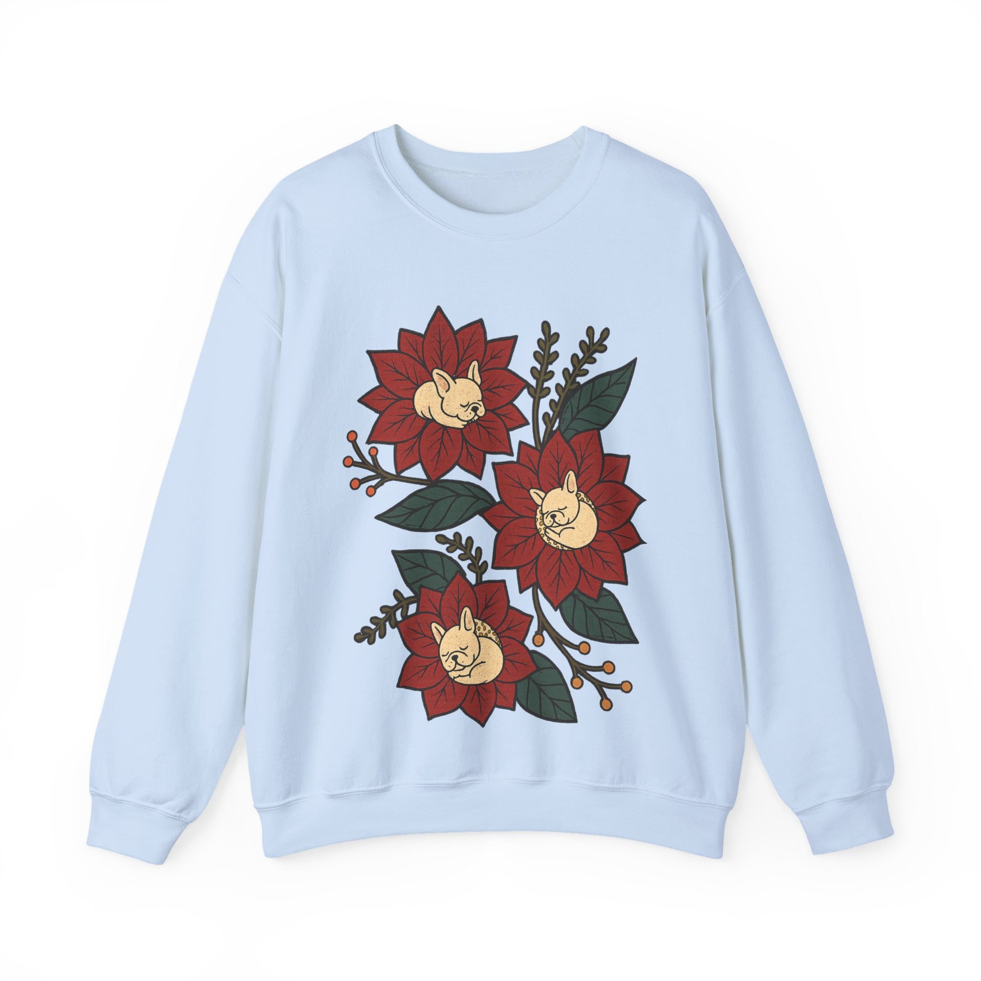 White Frenchie Christmas Flower Sweatshirt