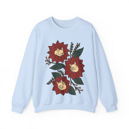 White Frenchie Christmas Flower Sweatshirt