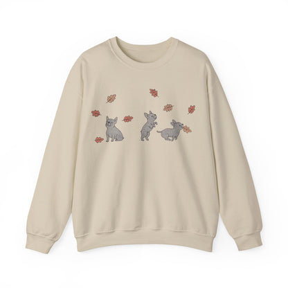 Black French Bulldog Chasing Leaves Sweatshirt