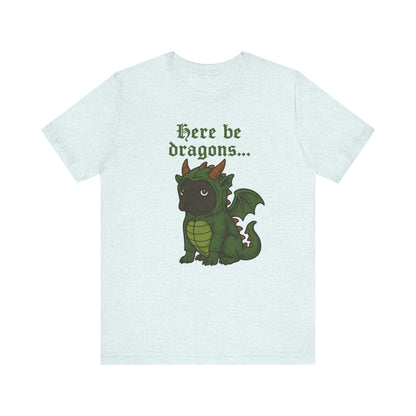 Black French Bulldog Here Be Dragons TShirt