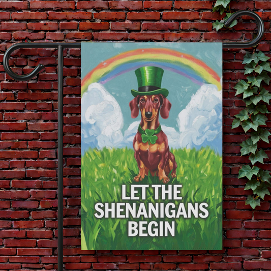 Red Dachshund St Patricks Garden Flag