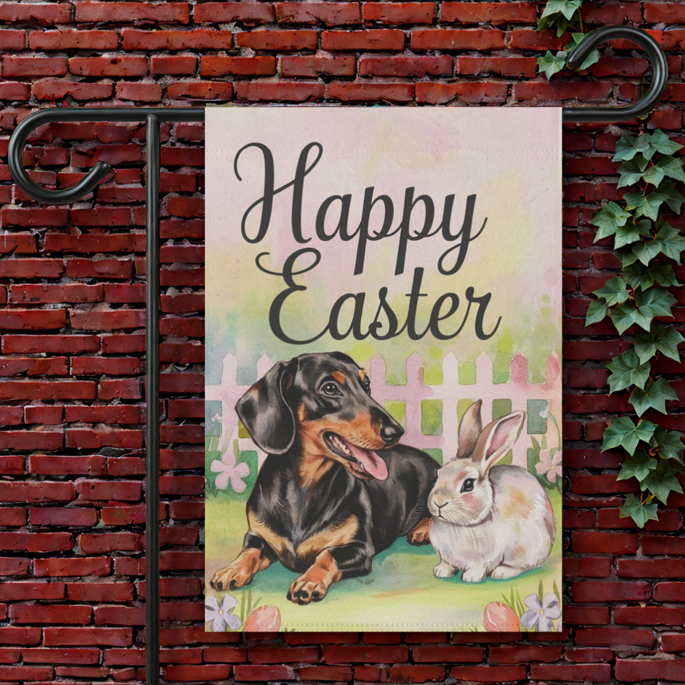 Black and Tan Dachshund Easter Flag