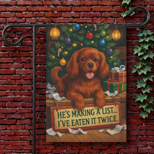 Ruby Cavalier Funny Christmas Flag