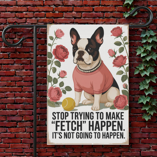 Piebald French Bulldog Fetch Garden Flag