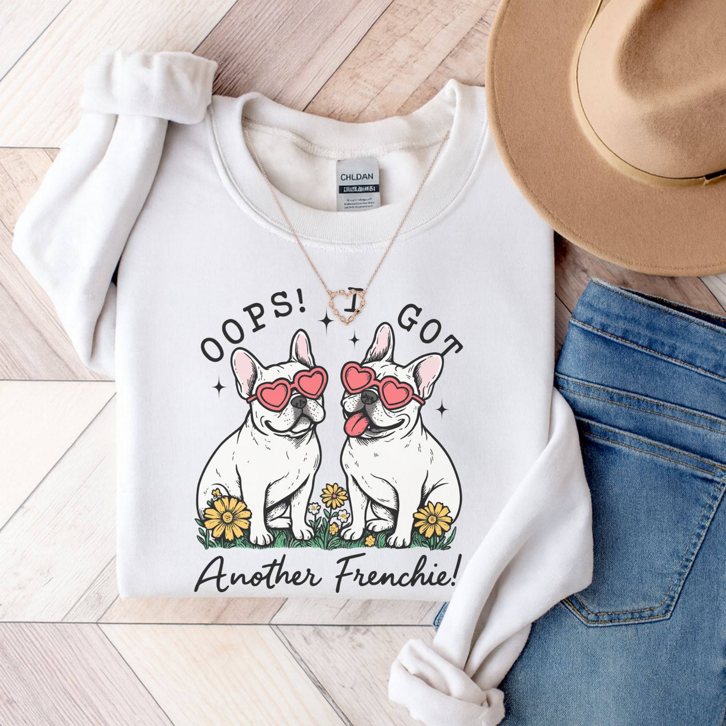 White Frenchie Oops Sweatshirt