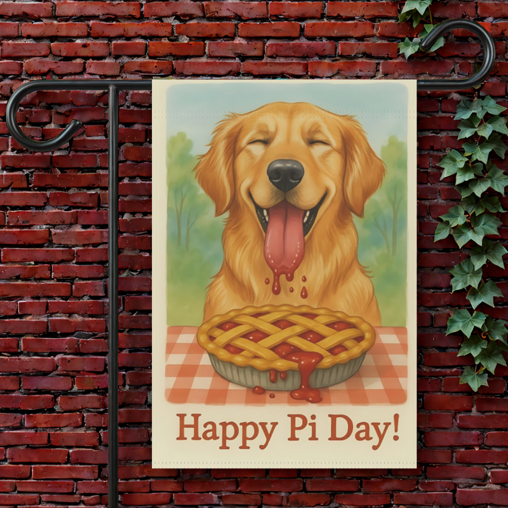Golden Retriever Pi Day Yard Flag 12'' × 18''