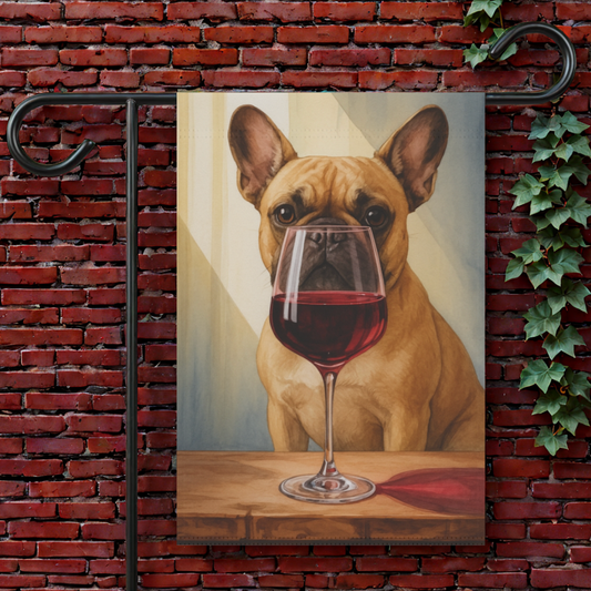 Fawn French Bulldog Wine Garden Flag
