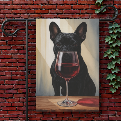 Black French Bulldog Wine Garden Flag