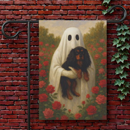 Black and Tan Cavalier Ghostie Garden Flag