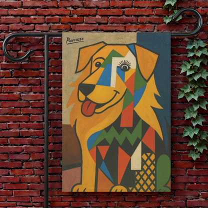Golden Retriever Picasso Garden Flag 12'' × 18''