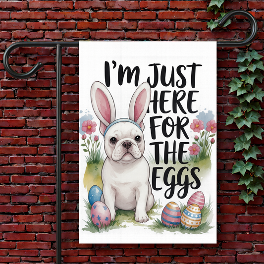 White French Bulldog Easter Garden Flag