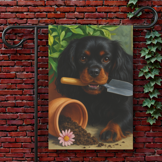 Black Tan Cavalier Garden Flag