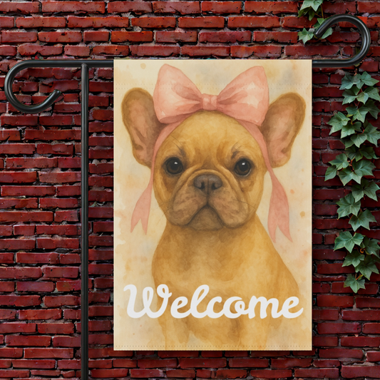 Fawn French Bulldog Pink Coquette Garden Flag