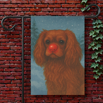 Ruby Cavalier Reindeer Garden Flag