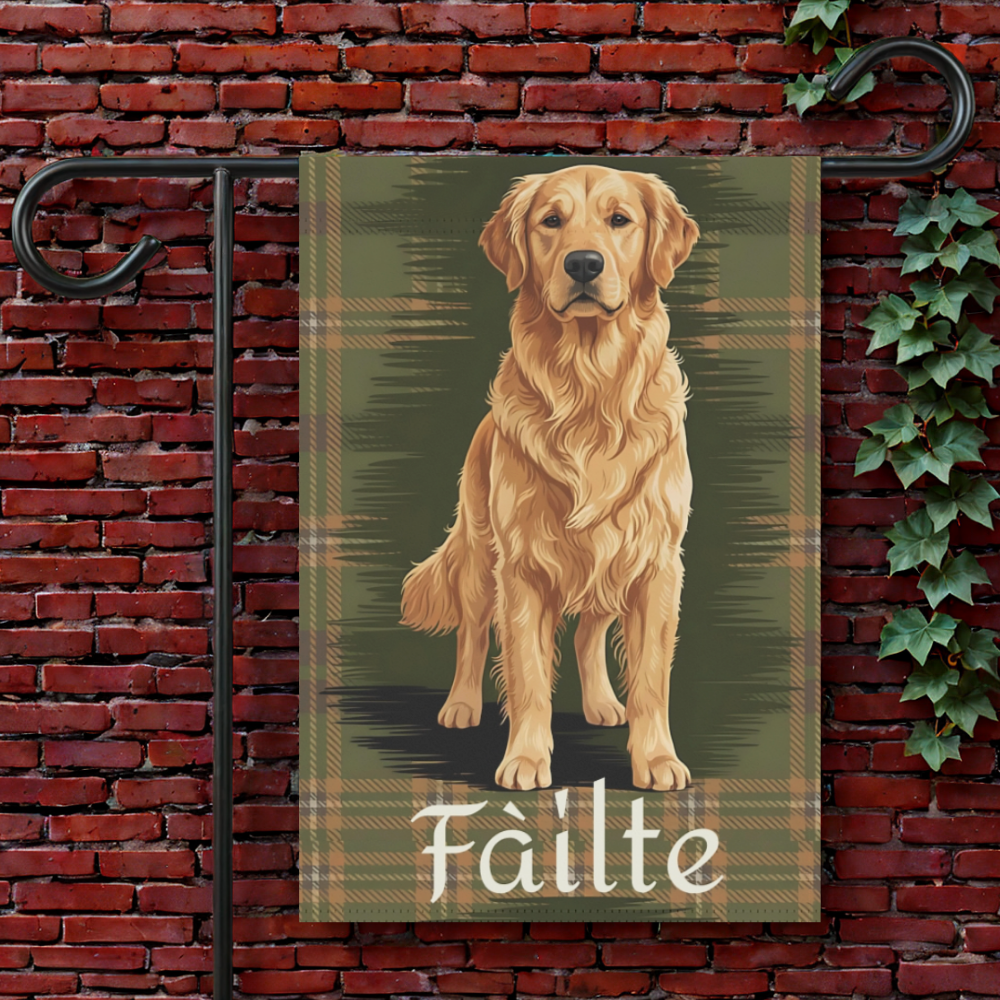 Golden Retriever Scottish Welcome Garden Flag 12'' × 18''