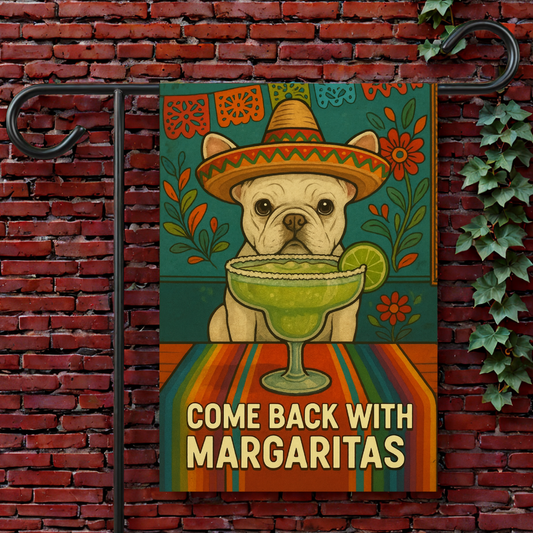 White French Bulldog Cinco de Mayo Fiesta Garden Flag