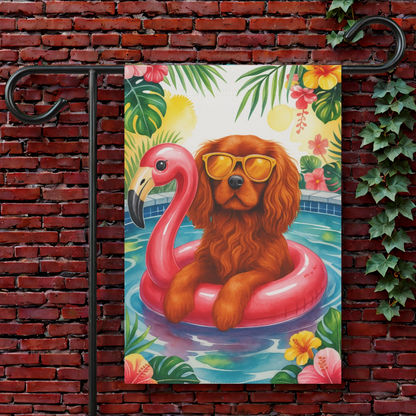 Ruby Cavalier Pool Garden Flag