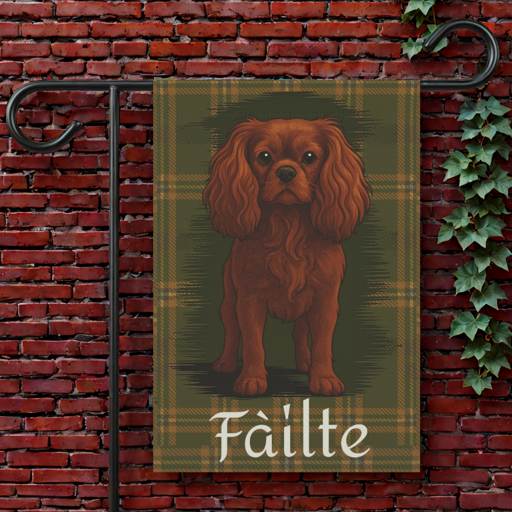 Ruby Cavalier Scottish Welcome Garden Flag