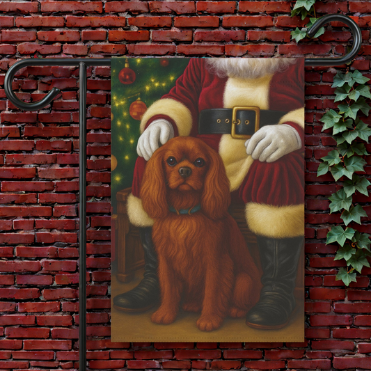 Ruby Cavalier Santa Clause Garden Flag