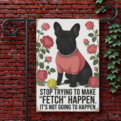 Black French Bulldog Fetch Garden Flag