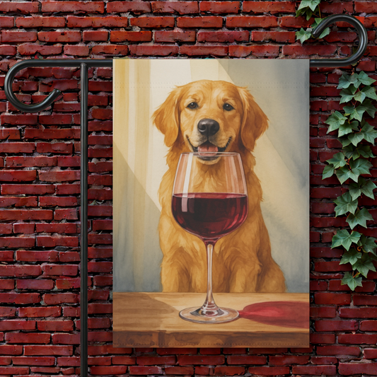Golden Retriever Wine Garden Flag