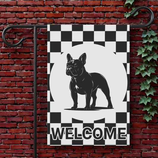 French Bulldog Checkered Garden Flag